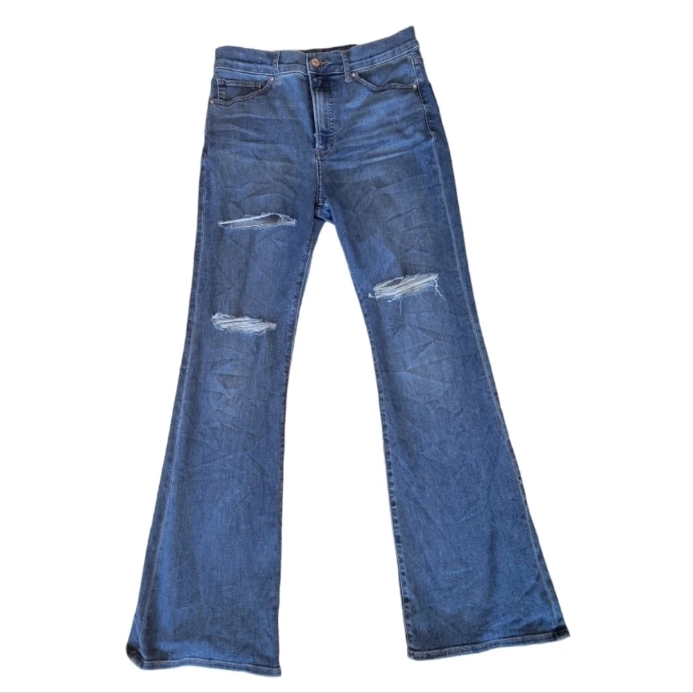 Express High Rise‎ Distressed Flare Denim Jeans Size 10 Regular